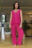 Made in Italy Benji Linen Panel Wave Vest Flamingo *